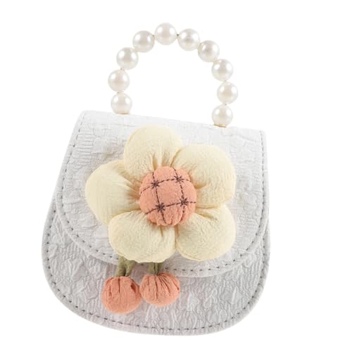 SHERCHPRY Blumenhandtasche Für Mädchen Umhängetasche Aus Pu- Schultertasche Mit Perlengriff Kleine Tasche Für Münzen Und Schlüssel Cartoon-Muster Freizeittasche von SHERCHPRY
