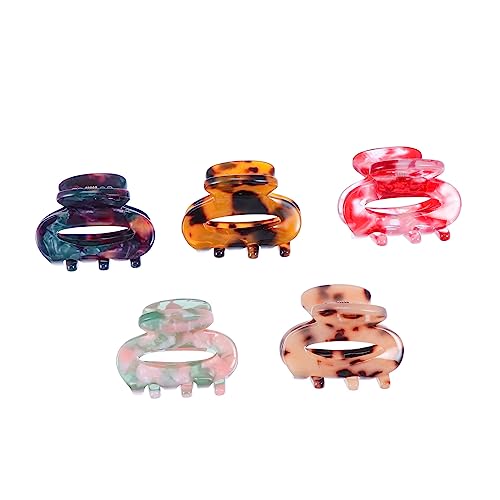 SHERCHPRY Kleiner Haarklammer 5 Stück für Damen Kleine Haarklammer aus Kunststoff Rutschfest für Dünnes Dickes Haar Modisches Design für Büro und Freizeit von SHERCHPRY