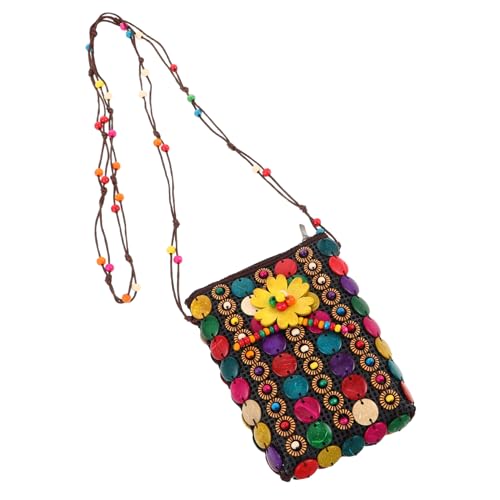 SHERCHPRY Kokosnussschale Umhängetasche Kokosnussschale Ethno Geldbörse Ethno Handarbeit Geldbörse Schultertasche Kokosnussperlen Schultertasche Kleine von SHERCHPRY