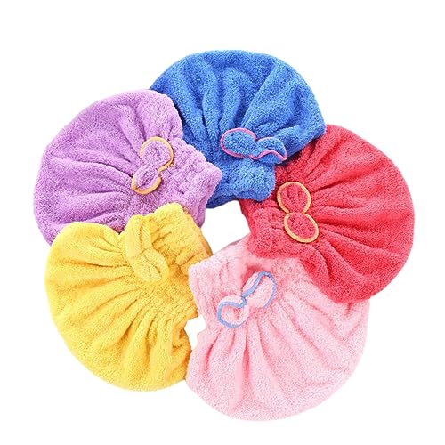 SHERCHPRY Korallenfleece Haartrockenhut 5 Stück Schnelltrocknend Wasserabsorbierend für Damen Beim Baden und Sport von SHERCHPRY