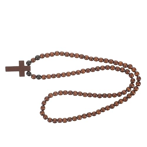 SHERCHPRY Kreuz Kette Holz Handgefertigte Perlenhalskette mit Vintage Kreuzanhänger für Männer und Frauen Vielseitig Einsetzbar und Angenehm zu Tragen von SHERCHPRY