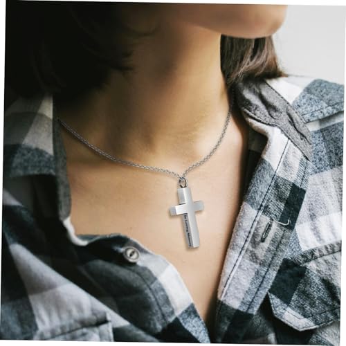 SHERCHPRY Kreuz Urne Halskette Für Asche Aus Titanstahl Gedenkschmuck Für Männer Und Frauen Leicht Und Langlebig Mit Sicherem Verschluss Und Vielseitig Einsetzbar Als Bedeutungsvolles Gesche von SHERCHPRY