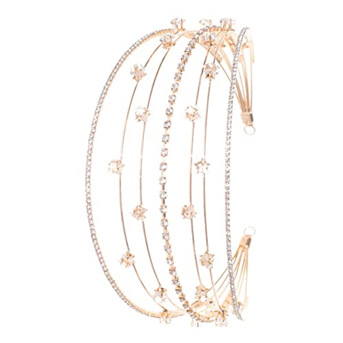 SHERCHPRY Kristall Stirnband Mädchen Kopfbedeckung Dekorationen Strass Tiara Braut Haarschmuck Aus Strass Haarzubehör Für Mädchen Krone Hochzeit Edelsteine Strassstirnband Golden von SHERCHPRY