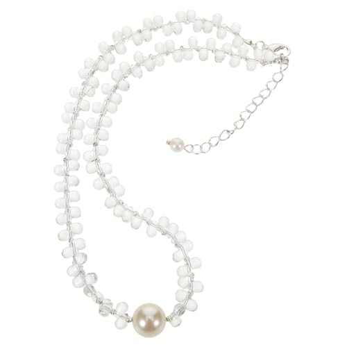 SHERCHPRY Kristallkette Damen Transparent Quarz Halskette Perlenchoker Hochglanz Kratzfest Vielseitig Brautschmuck Party Schmuck Geschenk von SHERCHPRY
