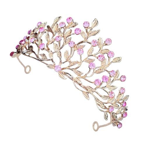 SHERCHPRY Krone Braut-tiara Hochzeitskopfschmuck Für Die Braut Strass-tiara Braut Stirnband Hochzeits-tiara Haarschmuck Für Die Hochzeit Europäisch Und Amerikanisch Rosa Schmücken Strass von SHERCHPRY