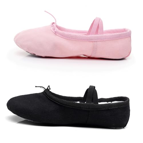 SHERCHPRY Leichte Ballettschuhe aus Atmungsaktivem Canvas mit Rutschfester Sohle und Elastischem Band Weiche Tanzschläppchen für Yoga Ballett Modernen Tanz Schwarz von SHERCHPRY