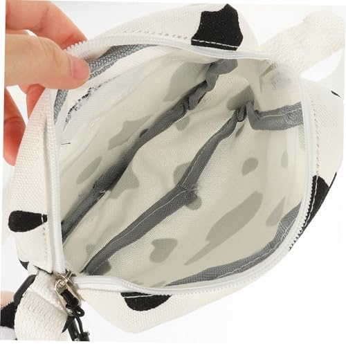 SHERCHPRY Leichte Mädchen Canvas Umhängetasche mit Niedlichem Kuhmuster und Anhänger Modisch Kompakt Vielseitig Kombinierbar als Geschenk für Freundin Tochter und Zufällige Farbe von SHERCHPRY