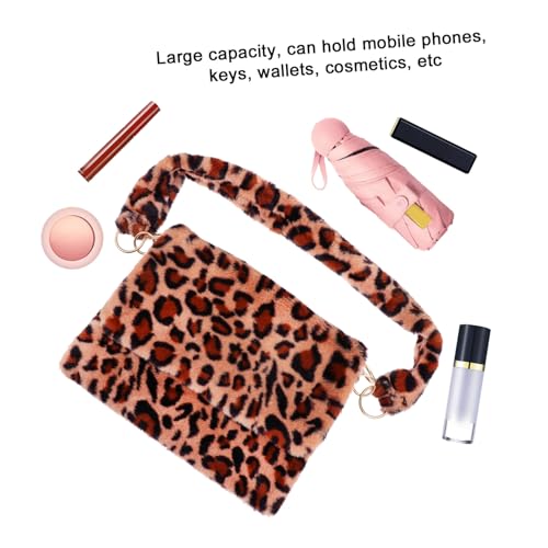 SHERCHPRY Leopard Plüsch Umhängetasche Damen Schultertasche Modisch Große Kapazität Vielseitig Tragbar Handtasche für Alltag und Freizeit von SHERCHPRY