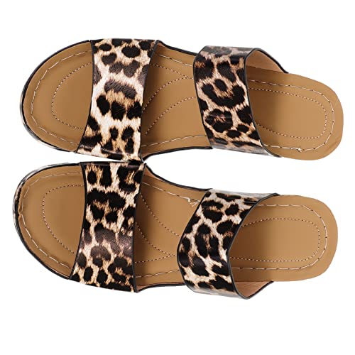 SHERCHPRY Leopardmuster Sandalen Damen Sommer Keilabsatz Atmungsaktiv Rutschfest Strand Party Schuhe Stylish von SHERCHPRY