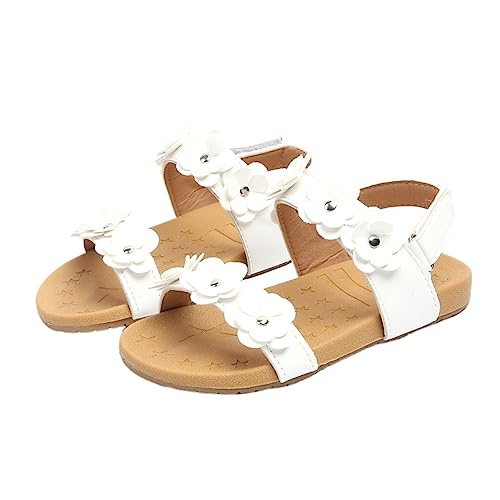 SHERCHPRY Mädchen Sandalen Weiß Offene Zehen Sommer Strandschuhe mit Blumen Leicht Atmungsaktiv von SHERCHPRY