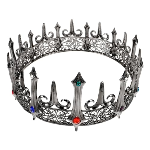 SHERCHPRY Männliche Krone Dekorative Krone Frauen Hochzeitskrone Diademe Mittelalterliche Kronen Gothic Krone Kopfbedeckung Goth Königskrone Die Kronendekoration Metallkrone Für Männer von SHERCHPRY