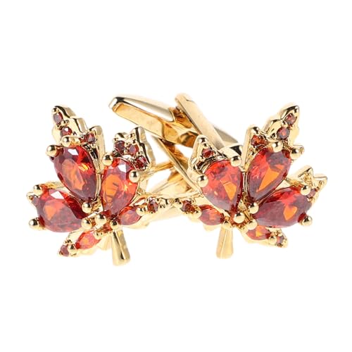 SHERCHPRY Manschettenknöpfe Ahornblatt mit Strass für Herren Anzug Accessoires für Hochzeiten Geburtstagsfeiern Geschäftstreffen Französisches Design Langlebig und von SHERCHPRY