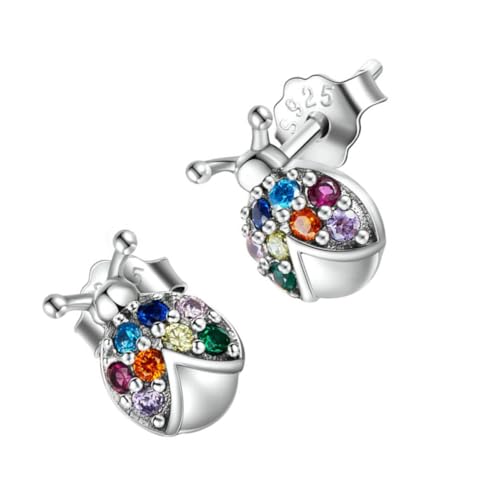 SHERCHPRY Marienkäfer Ohrstecker Damen Silber Zirkonia Ohrschmuck Langlebig Hautfreundlich Modisch Schlicht Elegant von SHERCHPRY