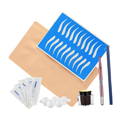 SHERCHPRY Microblading Stift Satz Rundkopfstift Übungs Augenbrauenstift Werkzeug Wasserfest Langanhaltend Für Augenbrauen Und Eyeliner Satz Mit Übungshaut Und Ring Pink von SHERCHPRY