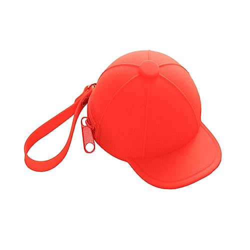 SHERCHPRY Mini Baseball Münzgeldbörse aus Langlebigem Silikon Wasserfestes Candy Color Münzfach mit Reißverschluss Kompakte Schlüsselbörse für Mädchen Portemonnaie Rot von SHERCHPRY