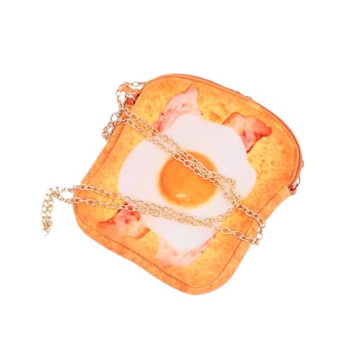 SHERCHPRY Mini Crossbody Umhängetasche Toastform Kette Kleine Handtasche für Mädchen Stilvolle Tragbare Mode Schultertasche Bacon Ei Design von SHERCHPRY