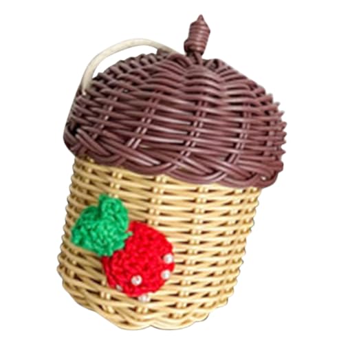 SHERCHPRY Mini Rattan Umhängetasche Nussform Damen Sommer Kleine Geflochtene Tasche Fotografie Requisite Natürliche Handgefertigte Crossbody Bag von SHERCHPRY