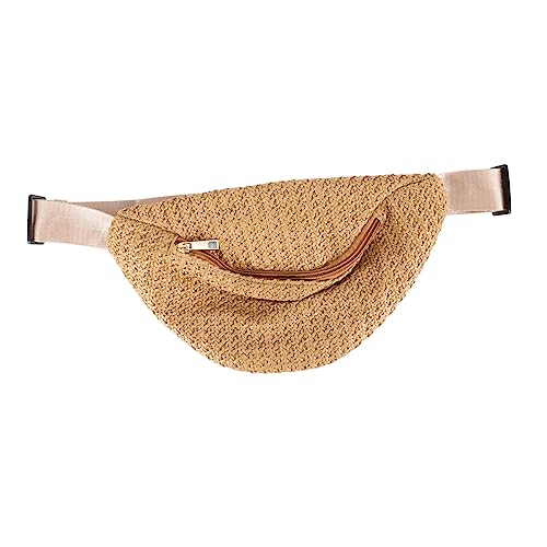 SHERCHPRY Sommer Hüfttasche Geflochten Aus Imitationsstroh Brusttasche Taillebeutel Für Handy Geldbörse Schlüssel Leicht Tragbar Für Reisen Einkaufen von SHERCHPRY