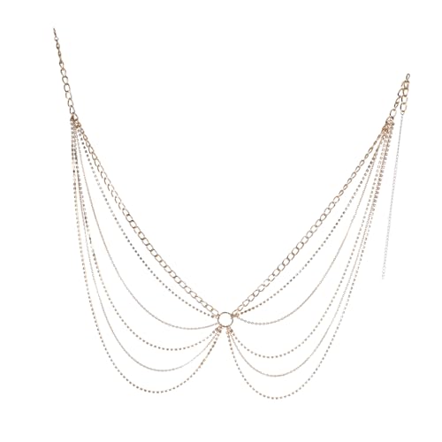 SHERCHPRY Multi-layer Strass Kette für Damen Mehrlagiger Glitzernder Bauchkettengürtel mit Quaste Eleganter Körperschmuck für Strand Party und Urlaub Modisches Accessoire in Gold von SHERCHPRY