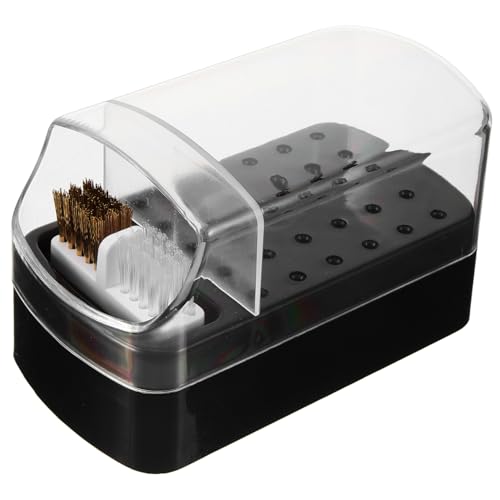 SHERCHPRY Nagelfräser Bits Aufbewahrungsbox Organizer aus Robustem Kunststoff mit Reinigungsbürste Praktischer Nagelbohrer Halter für Maniküre und Pediküre Platzsparend und Übersichtlich von SHERCHPRY