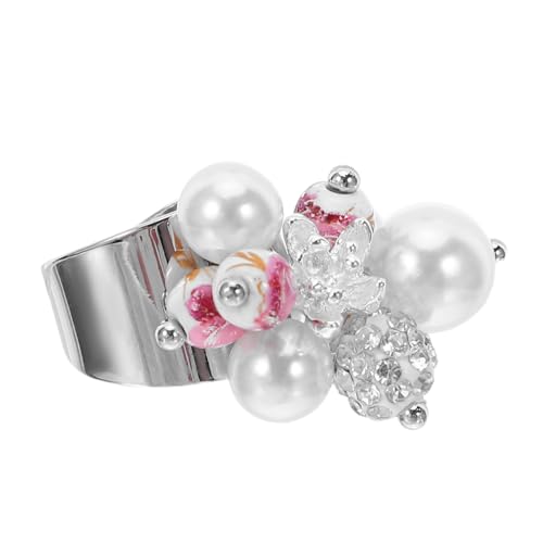 SHERCHPRY Minimalistischer Damenring Mit Glasperlen Und Kunstperlen Offener Fingerschmuck Im Vintage-stil Leicht Und Angenehm Für Täglichen Gebrauch von SHERCHPRY