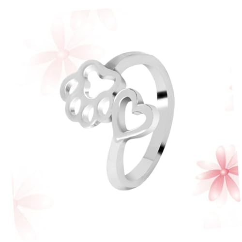 SHERCHPRY Hohlringe Mit Hundekrallenmuster Stilvolle Damenringe Aus Silber Innendurchmesser 1,8cm Offener Ring Für Frauen Und Mädchen Kreative Schmuckstücke Für Besondere Anlässe von SHERCHPRY