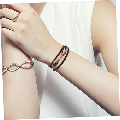 SHERCHPRY PU Armband Herren Mehrlagiges Gestricktes Punk Armband mit Gitarrendesign Verstellbare Manschette Modisches Accessoire für Männer und Jungen Schwarzes Lederarmband von SHERCHPRY