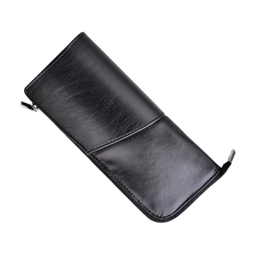 SHERCHPRY PU Leder Kosmetiktasche Schwarz mit Reißverschluss Tragbarer Reise Make Up Pinsel Organizer Leichtes und Strapazierfähiges Kosmetik Pinsel Etui für Damen Kompakt und Geräumig von SHERCHPRY
