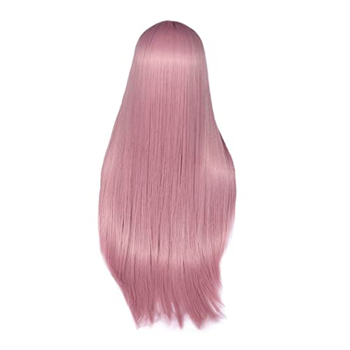 SHERCHPRY Perücke Für Frauen Rosa Farbe Gerade Haarlänge Hitzebeständiges Material Cosplay Accessoire Atmungsaktive Netzoberfläche Ohrendesign Zur Positionskontrolle Schnallenverschluss von SHERCHPRY