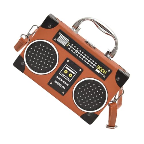 SHERCHPRY Radio Form Umhängetasche für Damen Freizeit Crossbody Bag Braun für Schule Dating und Freizeitaktivitäten Auffälliges Design Einfach zu Handhaben von SHERCHPRY