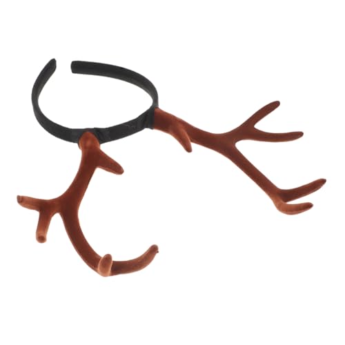 SHERCHPRY Rentiergeweih Stirnband Mit Geweihohren Verstellbar Haarreif Aus Flockstoff Für Weihnachtskostüme Kopfschmuck Für Erwachsene von SHERCHPRY