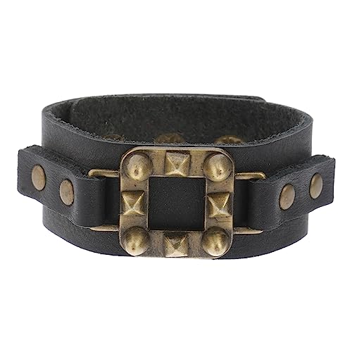 SHERCHPRY Retro Punk Cowhide Armband Herren Einzigartiges Wristband Hautfreundliches Handgelenkschmuck Stylisches Accessoire für Alltag und Schwarz von SHERCHPRY