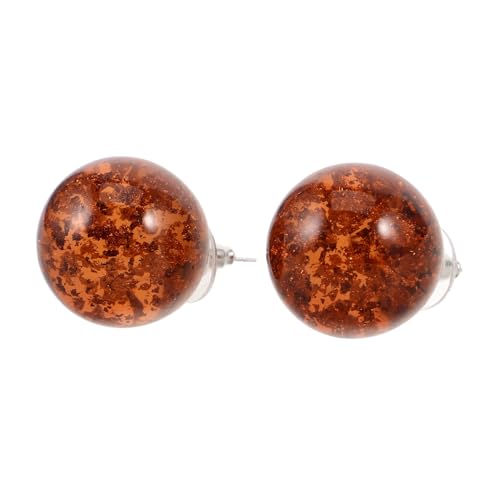 SHERCHPRY Rote Resin Kugel Ohrringe Damen Modisch Herbst Winter Trendiger Schmuck Hypoallergen Elegant Runde Ohrstecker für Empfindliche Ohren Alltagsschmuck von SHERCHPRY