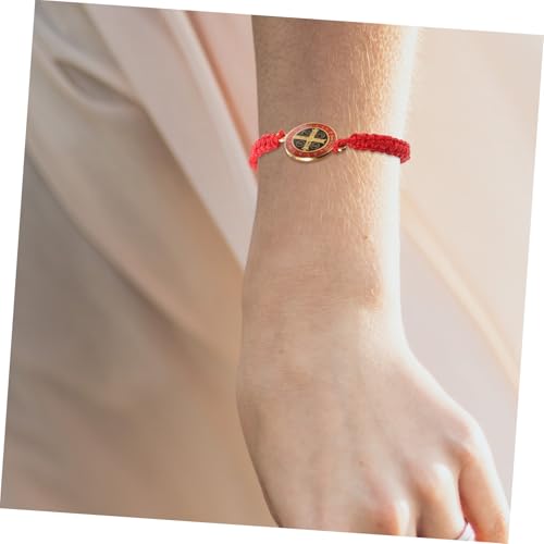 SHERCHPRY Saint Benedict Woven Cord Armband Damen Herren Verstellbar Rotes Handgefertigtes Schutzarmband Christlicher Schmuck Teen von SHERCHPRY