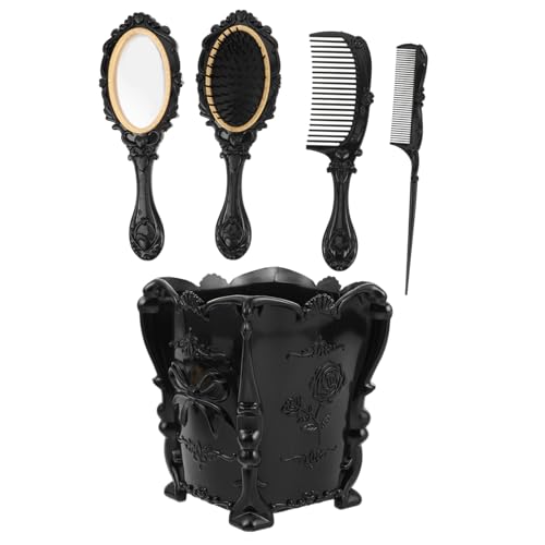 SHERCHPRY Haarkamm-set Mit Spiegel Breiter Zahnkamm Aus Aufbewahrungsbox Für Damen Friseurkämme Vintage-haarkamm Und Kosmetikspiegel Für Handstyling von SHERCHPRY