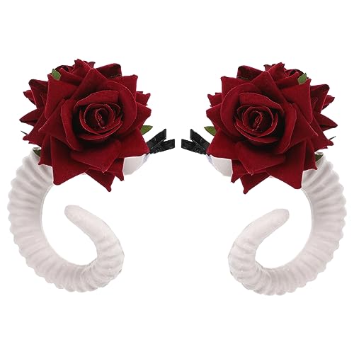 SHERCHPRY Schäfchenhorn Haaraccessoire Mit Rosen Für Halloween-cosplay Einzigartiger Haarreif Für Partys Festivals Und Besondere Anlässe Leicht Und Langlebig Für Erwachsene von SHERCHPRY
