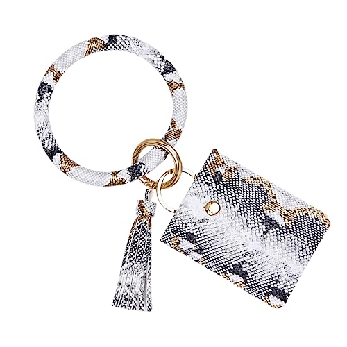 SHERCHPRY Schlüsselring aus PU-Leder Schlüsselanhänger am Handgelenk Ledergeldbörse Geldbörsen Münzgeldbörse Geldbörse aus Leder Wagen Armband Kartenhalter Fräulein Weiß von SHERCHPRY