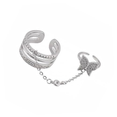 SHERCHPRY Schmetterling Fingerring Verstellbar mit Strass Filigraner Offener Cuff Ring für Damen Modischer Schmuck für Finger und Zeigefinger Langlebiges Legierungsmaterial Vielseitig von SHERCHPRY