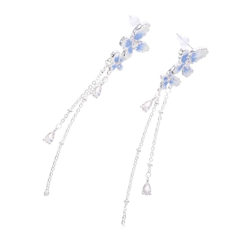 SHERCHPRY Blumen Ohrringe Mit Quasten Schmetterling Anhänger Baumelnd Tropfenohrringe Dekorative Hochzeit Schmuck Ohrstecker Accessoire von SHERCHPRY