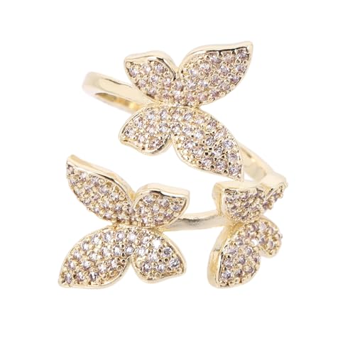 SHERCHPRY Schmetterlingsring Damen Zirkonia Offener Kupferring Verstellbar Leicht Party Schmuck Für Alltag Und Festliche Anlässe von SHERCHPRY