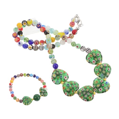 SHERCHPRY Halskette Mit Herzanhänger Für Damen Und Passender Armreif Aus Glasperlen Süße Kawaii-herzkette Als Modeschmuck Für Mädchen Und Erwachsene von SHERCHPRY