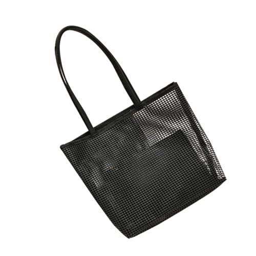 SHERCHPRY Schwarze Mesh Strandtasche Damen Handtasche mit Hohlraum Leichte Multifunktionale Umhängetasche mit Kleinem Innensäckchen Modische Tasche für Urlaub Shopping Alltag und Reisen von SHERCHPRY