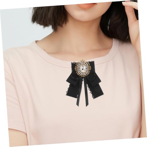 SHERCHPRY Schwarze Spitzenbrosche mit Schleifen Design Vintage Broschennadel mit Strasssteinen Britischer Retro Style Leichte Damenbrosche für Pullover Mäntel und Blusen Party und von SHERCHPRY