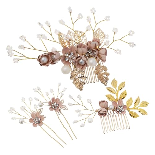 SHERCHPRY Seitliche Haarkämme Mit Blumen Strass-haarnadeln Für Frauen Dekorative Haarkämme Zum Zurückhalten Der Haare Hochzeit Haarschmuck Haarnadeln Dutthalter Für Brautschmuck von SHERCHPRY