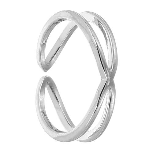 SHERCHPRY Silber Damen Ring Offener Kreuzring Minimalistisch Modisch Eleganter Fingerring Schmuck Geschenk Für Frauen Mädchen von SHERCHPRY