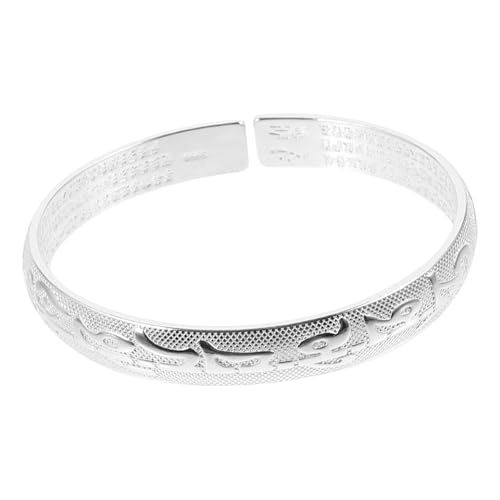 SHERCHPRY Silberner Offener Manschettenarmreif Kupfer mit Vintage Geschnitztem Design Leichter Unisex Schmuck Armband Dekoration für Damen und Herren Hautfreundlich und Vielseitig von SHERCHPRY