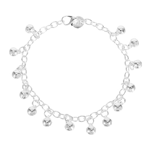 SHERCHPRY Silbernes Fußkettchen Damen Verstellbar mit Glockenanhänger Nicht Anlaufend Modisches Strand-armband Elegantes Schmuckgeschenk für Geburtstag und Jubiläum von SHERCHPRY