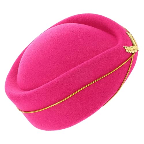 SHERCHPRY Stewardessenmütze Aus Kunstwolle Baskenmütze Für Damen Filz-baretthut Flugbegleiterhut Für Auftritte Kostümzubehör Formelle Mütze Für Partys Und Bühnenauftritte von SHERCHPRY