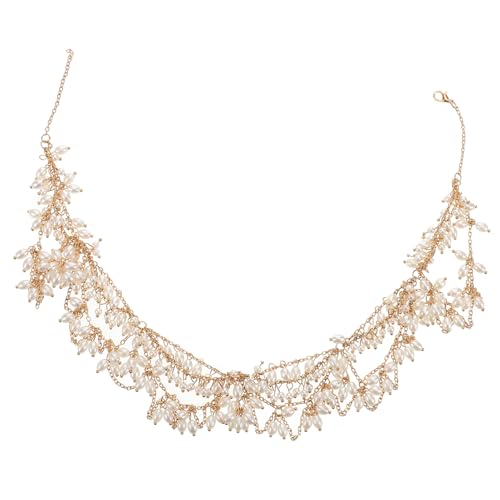 SHERCHPRY Perlen Stirnband Für Damen Metallschmuck Mit Faux Perlen Hochzeitsschmuck Einzigartige Kopfschmuck Für Frauen Haarschmuck Brautkopfschmuck Stirnkopfschmuck von SHERCHPRY