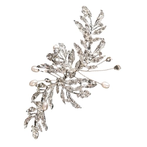SHERCHPRY Strass Brosche Silber Leaf Form Hochzeitsschmuck mit Funkelnden Strasssteinen Anstecknadel für Damen Modisches Accessoire für Brautkleid und Festliche Kleidung von SHERCHPRY